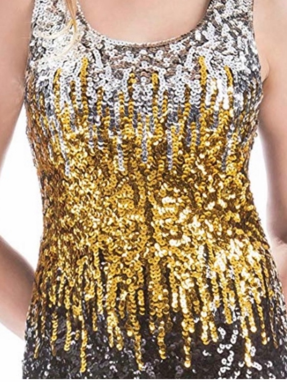 MANNER Ombre Sequin Tank Top in Silver and Gold PLUS SIZE 3XL